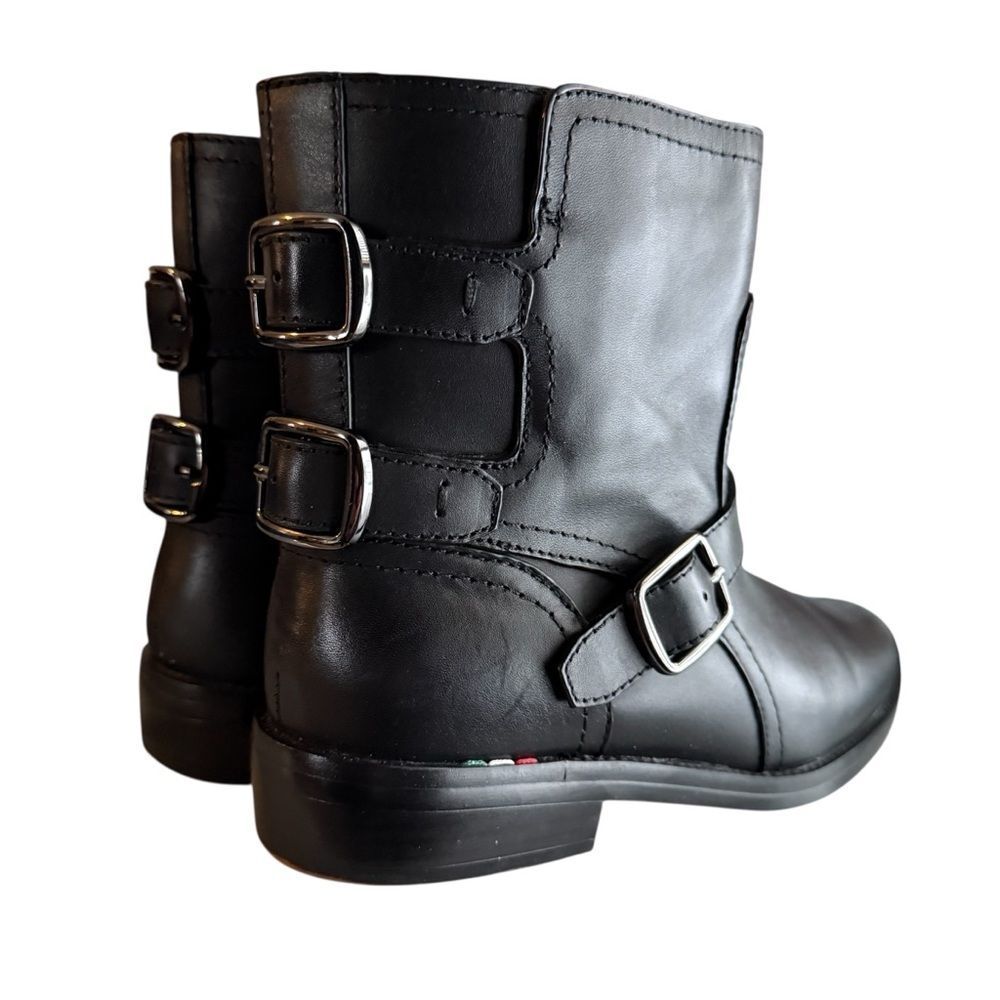 Franco Sarto Women's Prina Block Heel Moto Ankle Boots Black Leather Size 8 - Picture 8 of 12